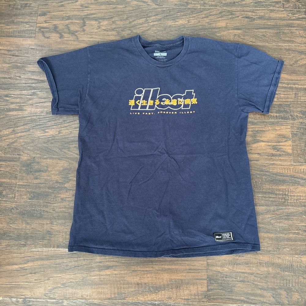 Illest Unisex  Short Sleeve Live Fast Graphic T-Shirt JS7 Navy Large